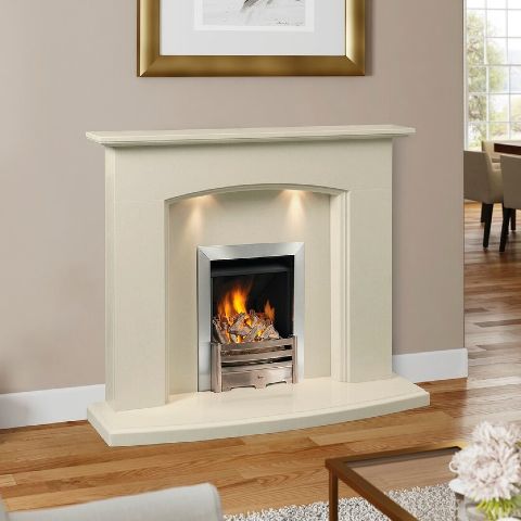 Caterham - Madeley Marble Fireplace 54'' - Bianca Beige Marble