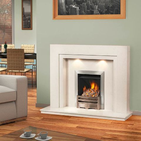 Caterham - Westminster Marble Fireplace 54'' - Bianca Beige Marble