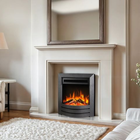 Celsi - Ultra Camber Electric Fire - Satin Silver With Premium Logs And Chippings