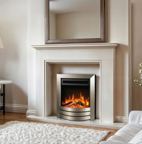 Ultra Camber Electric Fire - Satin Champagne With Premium Logs And Chippings