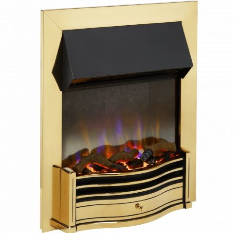 Dumfries Optiflame 3D Electric Fire - Brass With Coals, Logs And Crystals