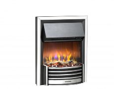 Lerwick Optiflame 3D Electric Fire - Chrome With Coals, Logs, Crystals, And Pebbles
