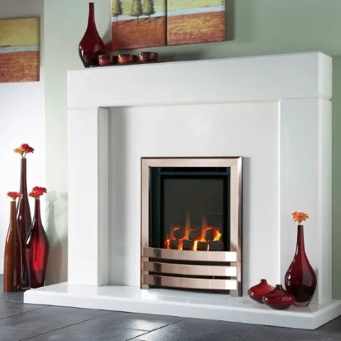 Kohlangaz - Delamere HE Gas Fire - Coals - Contemporary Fascia In Chrome
