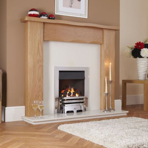 Kohlangaz - Delamere Plus Gas Fire - Coals - Chrome Trim - Grace Fire Front In Chrome