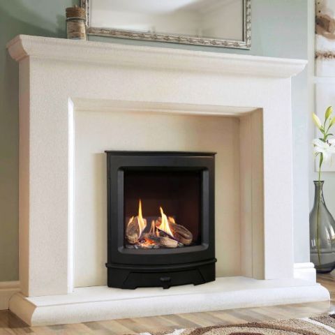 Kohlangaz - Desire Adonis HE Gas Fire - Logs - Black Cast Iron Fascia
