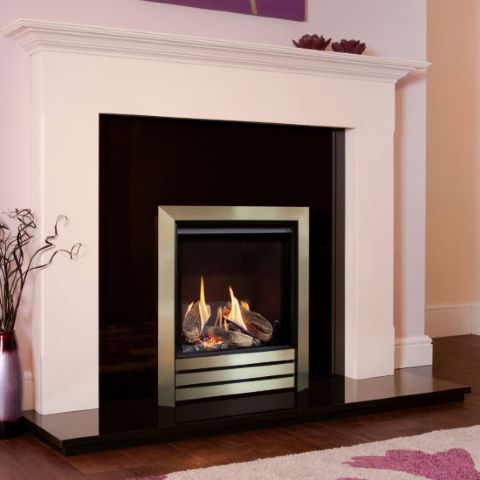Desire Parrilla HE Gas Fire - Logs - Satin Champagne