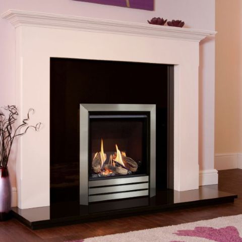 Desire Parrilla HE Gas Fire - Logs - Satin Silver