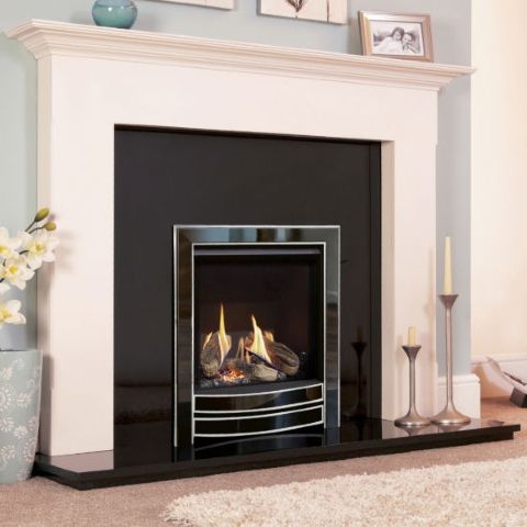 Desire Signature HE Gas Fire - Logs - Black Nickel & Chrome