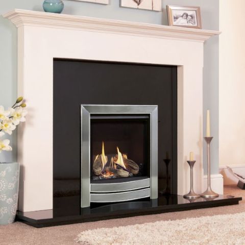 Desire Signature HE Gas Fire - Logs - Satin Silver & Chrome
