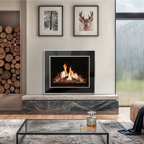 Kohlangaz - Volantra Hole In The Wall Gas Fire - Logs - Matt Black