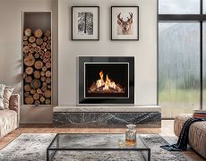 Volantra Hole In The Wall Gas Fire - Logs - Black Nickel & Chrome