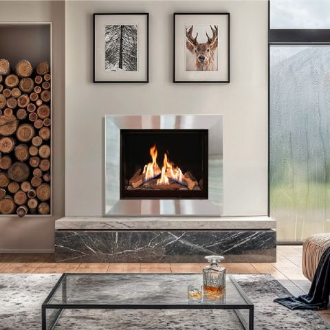 Volantra Hole In The Wall Gas Fire - Logs - Chrome