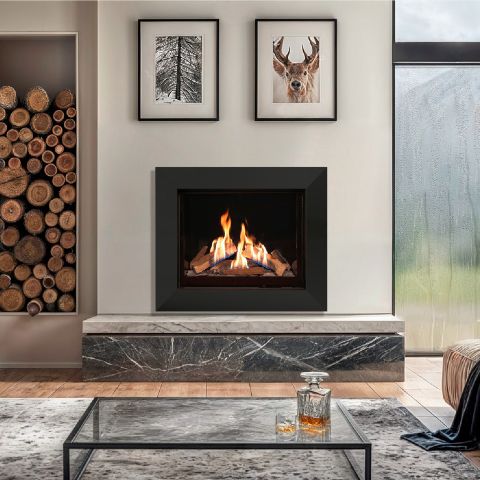 Volantra Hole In The Wall Gas Fire - Logs - Matt Black