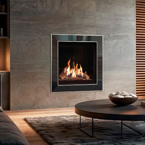 Kohlangaz - Volantra XT Hole In The Wall Gas Fire - Logs - Matt Black