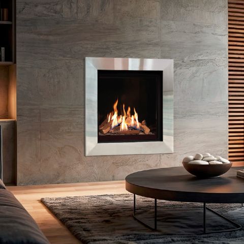 Volantra XT Hole In The Wall Gas Fire - Logs - Chrome