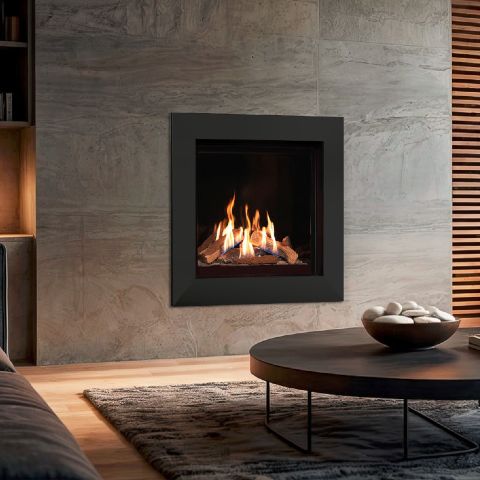 Volantra XT Hole In The Wall Gas Fire - Logs - Matt Black