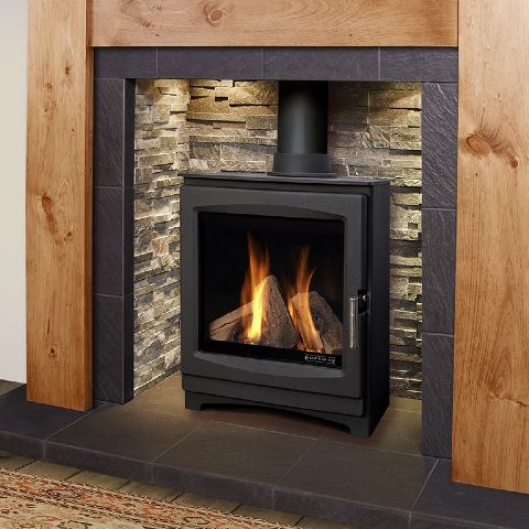 Portway Stoves - Luxima Gas Stove - Logs -  Cream Vermiculite Interior